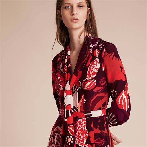 burberry floral print silk dress|Burberry women's dresses.